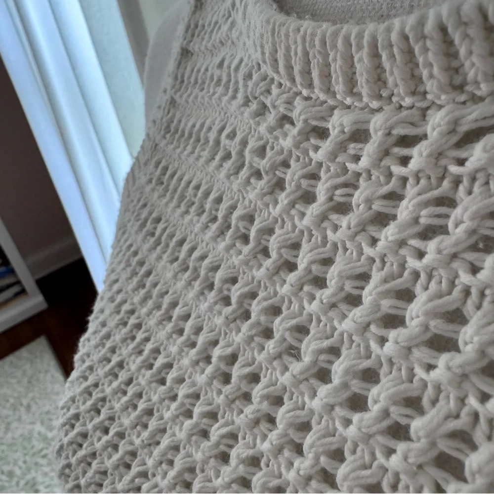 Madewell Crochet-Knit Ivory Crewneck Sleeveless Sweater Tank - size Small - Picture 4 of 7